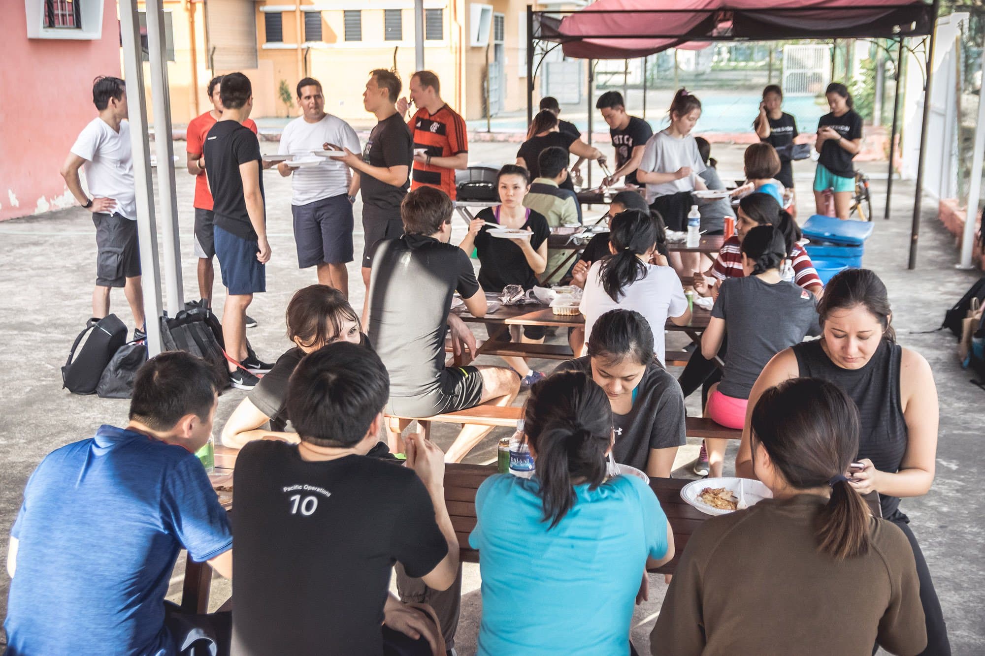 Outdoor sheltered tentage area at The Cage @ Kallang